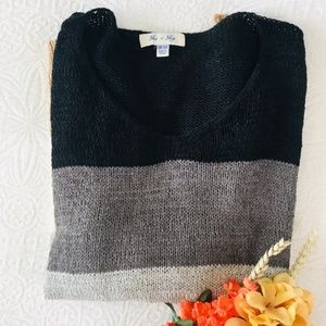 NEW She + Sky Color Block Sweater Black